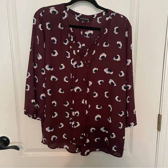 41 Hawthorn Tops - 41 Hawthorn Women's Burgundy Patterned Blouse